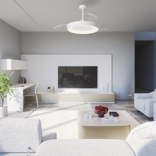 Mantra 9057 Niseko L, rozvinovací ventilátor se svítidlem a dálk. ovladačem, LED 40W 2700-5000K, bílá, průměr 61/132cm