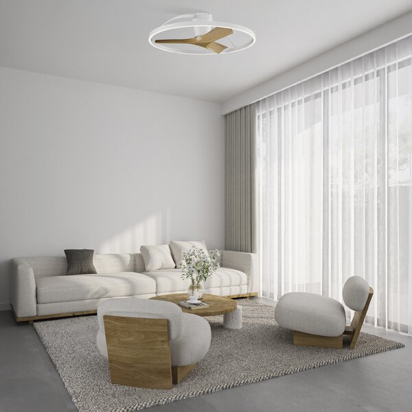 Mantra 9045 Nepal II mini, ventilátor se svítidlem a dálk. ovladačem, LED 32W 2700-5000K, bílá/dřevěná, průměr 75cm
