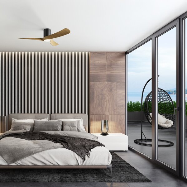 Mantra 9050 Nemo S, lopatkový ventilátor se svítidlem a dálk. ovladačem, LED 24W 2700-5000K, černá/dřevěná, průměr 97cm