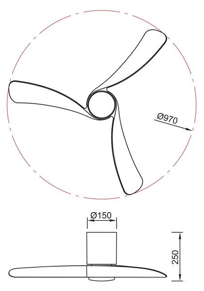 Mantra 9050 Nemo S, lopatkový ventilátor se svítidlem a dálk. ovladačem, LED 24W 2700-5000K, černá/dřevěná, průměr 97cm