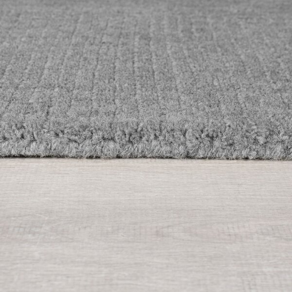 Flair Rugs, Kusový ručně tkaný koberec Tuscany Textured Wool Border Grey Marl, 120x170, šedá, ložnice