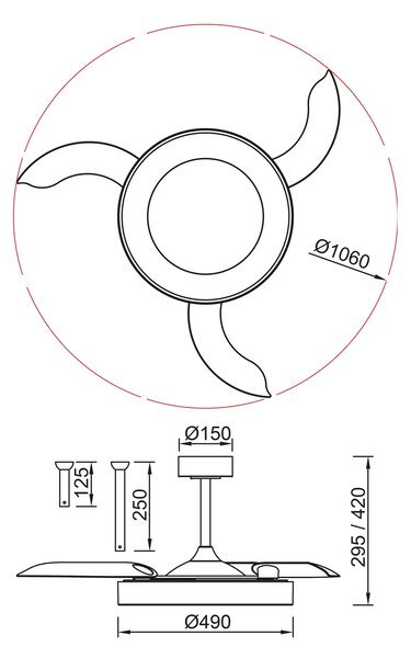 Mantra 9010 Niseko M, rozvinovací ventilátor se svítidlem a dálk. ovladačem, LED 50W 2700-5000K, bílá, průměr 49/106cm