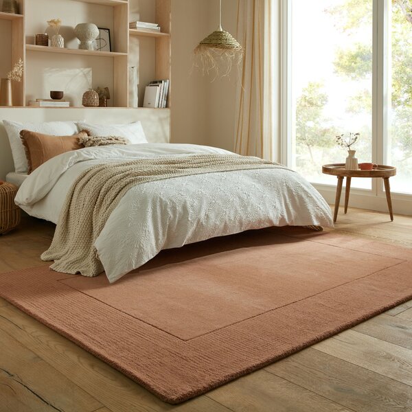 Flair Rugs, DOPRODEJ: 120x170 cm Kusový ručně tkaný koberec Tuscany Textured Wool Border Orange, 120x170, oranžová, ložnice