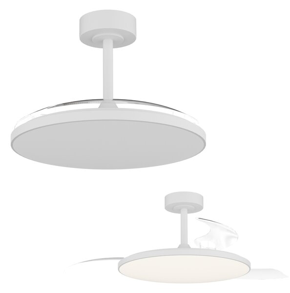 Mantra 9008 Slim Mini, rozvinovací ventilátor se svítidlem a dálk. ovladačem, LED 45W 2700-5000K, bílá, průměr 41/90cm