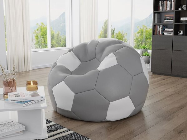 Sedací pytel ve tvaru míče AMADEO - bílý / šedý