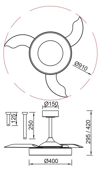 Mantra 9012 Niseko S, rozvinovací ventilátor se svítidlem a dálk. ovladačem, LED 45W 2700-5000K, bílá, průměr 40/91cm