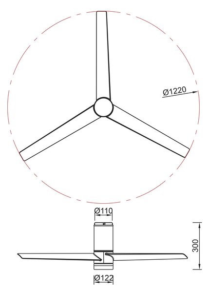 Mantra 9062 Up Down, lopatkový ventilátor se svítidlem a dálk. ovladačem, LED 45W 2700-5000K, bílá, průměr 122cm