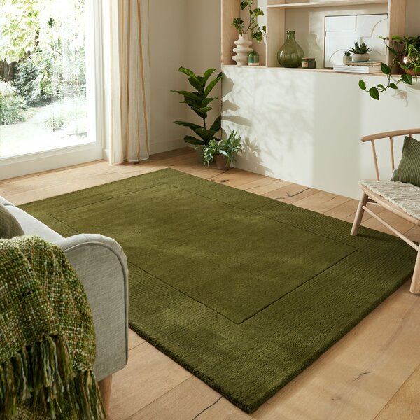 Flair Rugs DOPRODEJ: 200x290 cm Kusový ručně tkaný koberec Tuscany Textured Wool Border Green - 200x290 cm