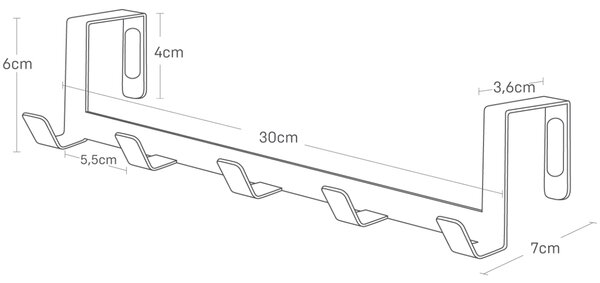 Černý kovový věšák na dveře Yamazaki Tower 30 cm