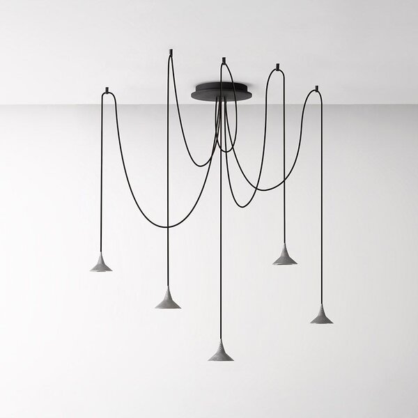 Artemide 1093W10A Unterlinden, hliníkové svítidlo pavouk s texturou dřeva, 5x6,8W LED 2700K, Ø 11,7cm