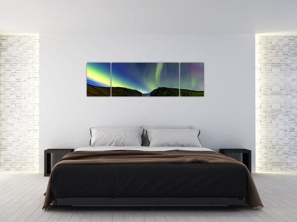 Obraz - Polární záře na Islandu (170x50 cm)