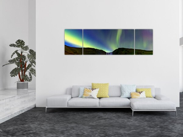 Obraz - Polární záře na Islandu (170x50 cm)