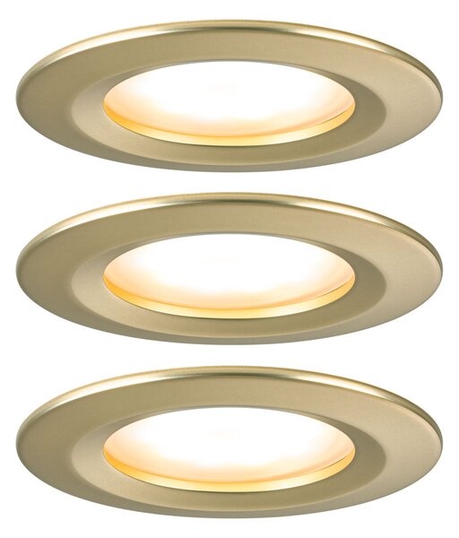 Paulmann 92407 LED Coin Nova round, set kulatých bodovek v matně zlaté úpravě, LED 3x6W 2700K tříkrokové stmívání, prům. 7,8cm