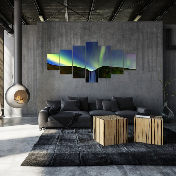 Obraz - Polární záře na Islandu (210x100 cm)