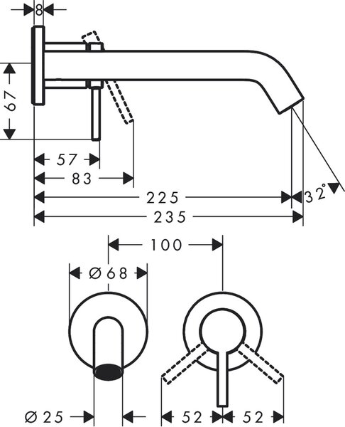 Hansgrohe Tecturis S umyvadlová baterie pod omítku černá 73351670
