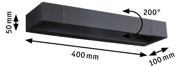 Paulmann 71204 Lucille, černé nástěnné svítidlo s nastavitelným směrem svícení, 11W LED 2700K tříkrokové stmívání, 40cm, IP44