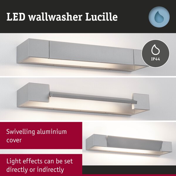 Paulmann 71206 Lucille, mat hliníkové nástěnné svítidlo s nastavitelným směrem svícení, 11W LED 2700K tříkrokové stmívání, 40cm, IP44