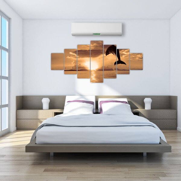 Obraz - Delfín při západu slunce (210x100 cm)