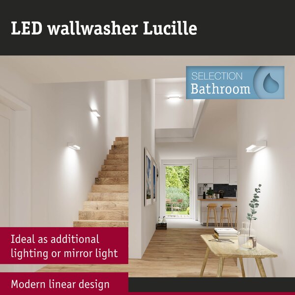 Paulmann 79515 Lucille, bílé nástěnné svítidlo s nastavitelným směrem svícení, 11W LED 2700K tříkrokové stmívání, 40cm, IP44