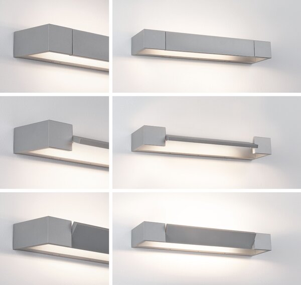 Paulmann 71206 Lucille, mat hliníkové nástěnné svítidlo s nastavitelným směrem svícení, 11W LED 2700K tříkrokové stmívání, 40cm, IP44