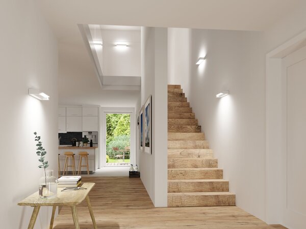 Paulmann 79515 Lucille, bílé nástěnné svítidlo s nastavitelným směrem svícení, 11W LED 2700K tříkrokové stmívání, 40cm, IP44