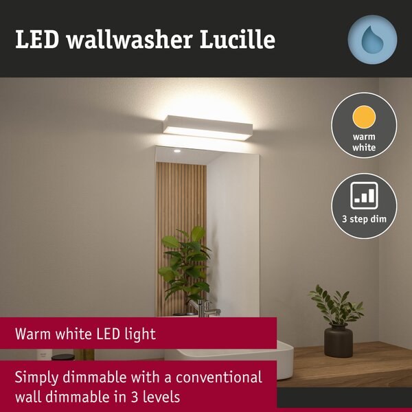 Paulmann 79515 Lucille, bílé nástěnné svítidlo s nastavitelným směrem svícení, 11W LED 2700K tříkrokové stmívání, 40cm, IP44