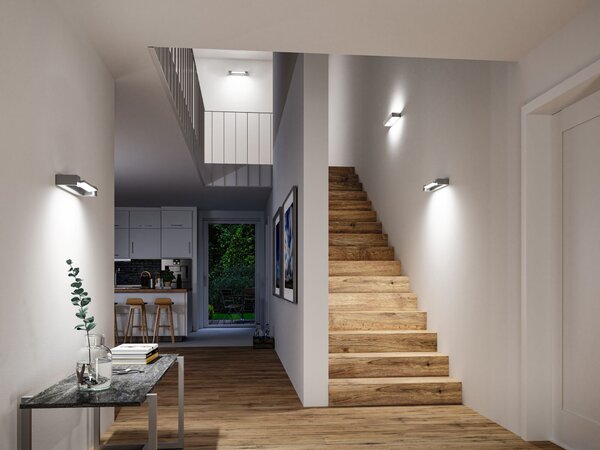 Paulmann 71206 Lucille, mat hliníkové nástěnné svítidlo s nastavitelným směrem svícení, 11W LED 2700K tříkrokové stmívání, 40cm, IP44