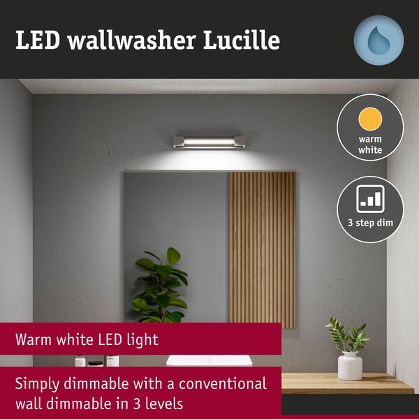 Paulmann 71206 Lucille, mat hliníkové nástěnné svítidlo s nastavitelným směrem svícení, 11W LED 2700K tříkrokové stmívání, 40cm, IP44