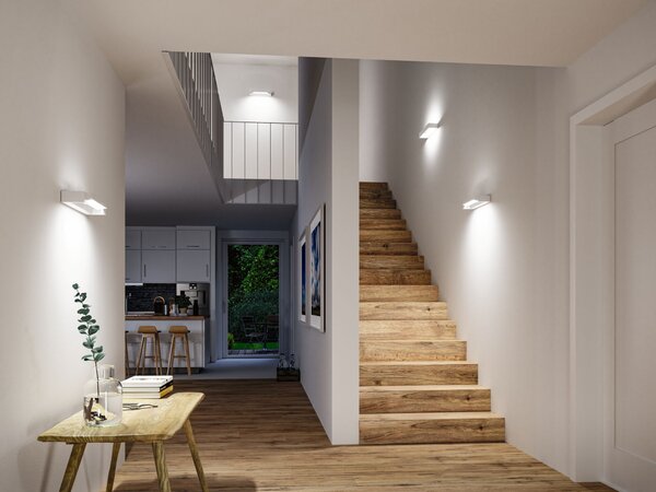Paulmann 79515 Lucille, bílé nástěnné svítidlo s nastavitelným směrem svícení, 11W LED 2700K tříkrokové stmívání, 40cm, IP44