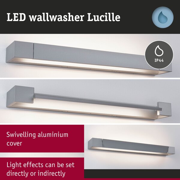 Paulmann 71207 Lucille, mat hliníkové nástěnné svítidlo s nastavitelným směrem svícení, 17W LED 2700K tříkrokové stmívání, 60cm, IP44