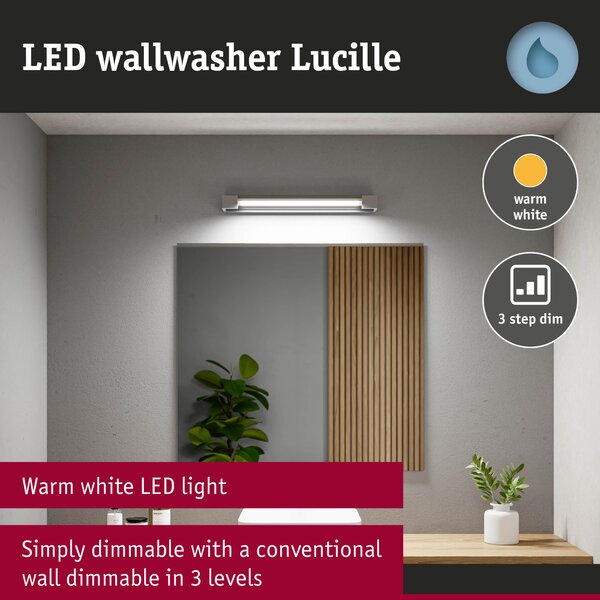 Paulmann 71207 Lucille, mat hliníkové nástěnné svítidlo s nastavitelným směrem svícení, 17W LED 2700K tříkrokové stmívání, 60cm, IP44