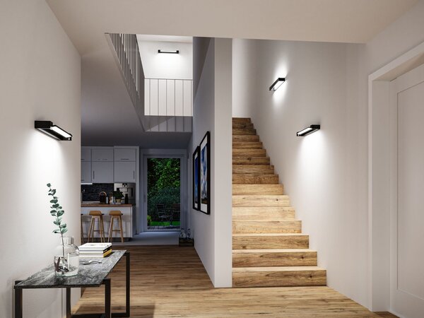 Paulmann 71205 Lucille, černé nástěnné svítidlo s nastavitelným směrem svícení, 17W LED 2700K tříkrokové stmívání, 60cm, IP44