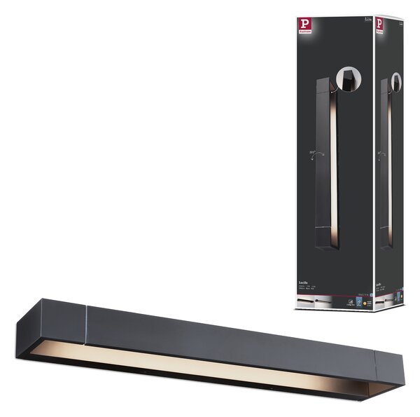 Paulmann 71205 Lucille, černé nástěnné svítidlo s nastavitelným směrem svícení, 17W LED 2700K tříkrokové stmívání, 60cm, IP44