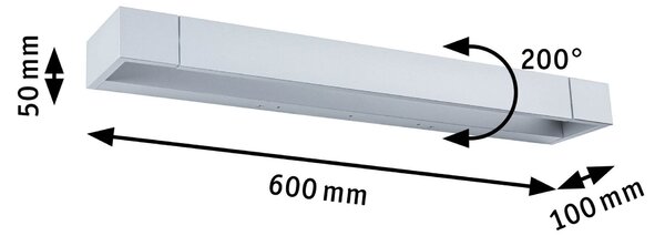 Paulmann 71207 Lucille, mat hliníkové nástěnné svítidlo s nastavitelným směrem svícení, 17W LED 2700K tříkrokové stmívání, 60cm, IP44