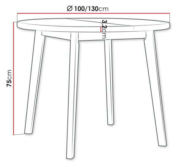 Kulatý malý rozkládací stůl do jídelny 100 cm AMES 9 - dub artisan / bílý