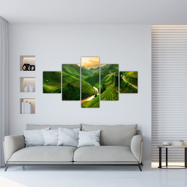 Obraz - Rýžové terasy Mu Cang Chai (125x70 cm)