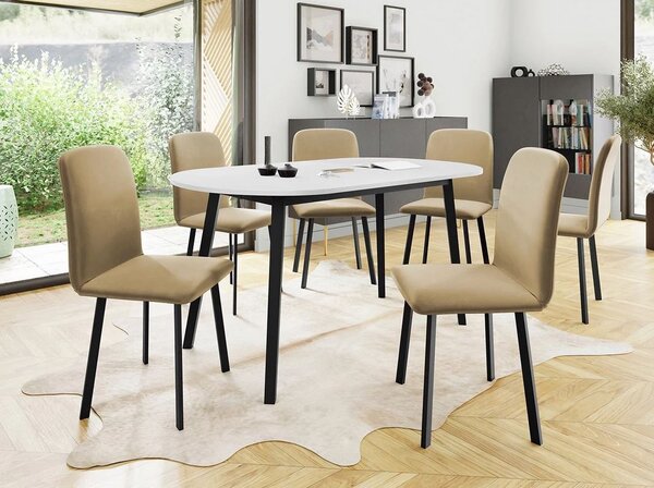 Oválný rozkládací jídelní stůl 150x80 cm JORIS - bílý / černý