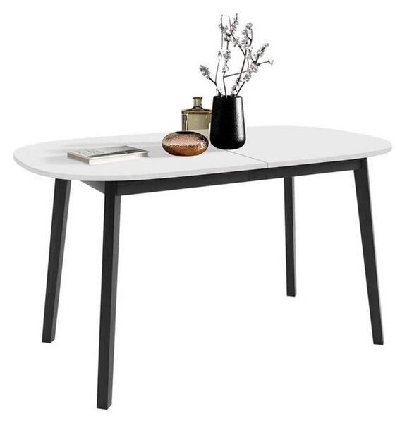 Oválný rozkládací jídelní stůl 150x80 cm JORIS - bílý / černý