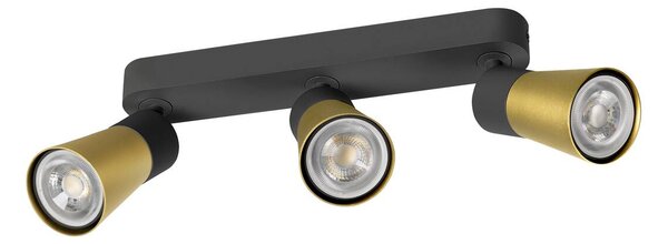 SLV 1008325 Puri 2.0 Cone, černozlaté nástěnné/stropní svítidlo 3xGU10, délka 25,8cm