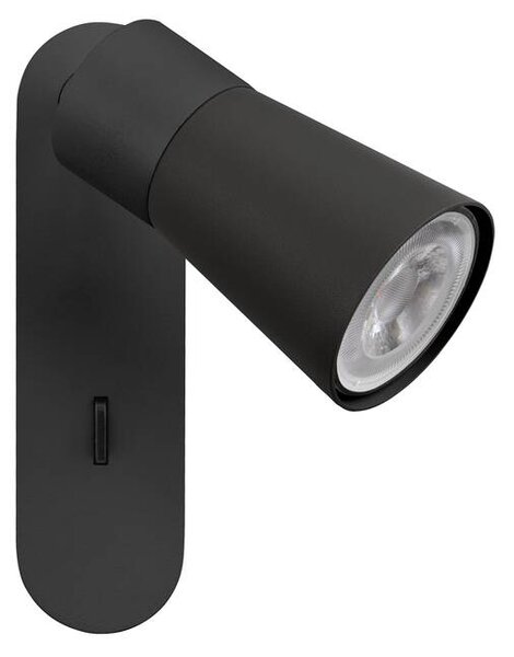 SLV 1008300 Puri 2.0 Cone, černé nástěnné svítidlo 1xGU10 s vypínačem, výška 15cm