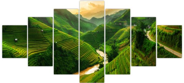 Obraz - Rýžové terasy Mu Cang Chai (210x100 cm)