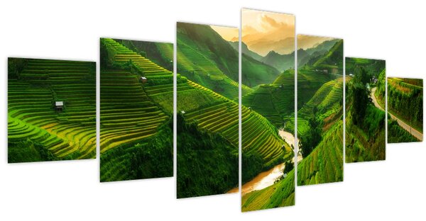 Obraz - Rýžové terasy Mu Cang Chai (210x100 cm)