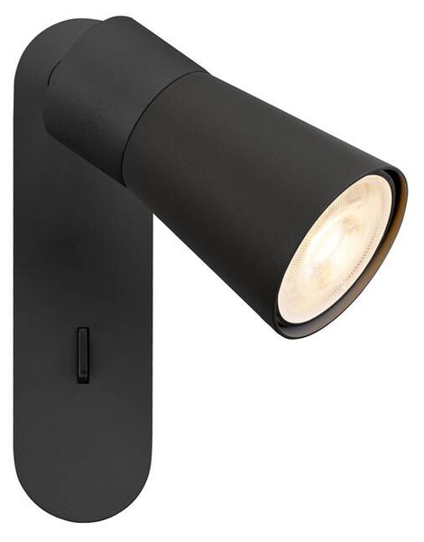 SLV 1008300 Puri 2.0 Cone, černé nástěnné svítidlo 1xGU10 s vypínačem, výška 15cm