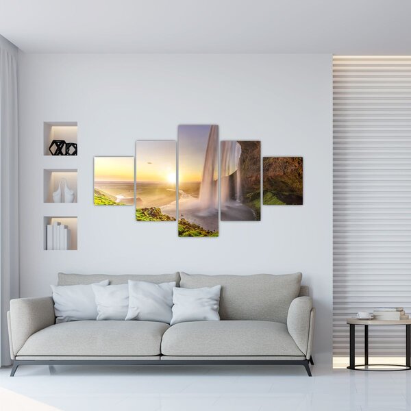 Obraz - Seljalandsfoss zpoza nitra jeskyně (125x70 cm)