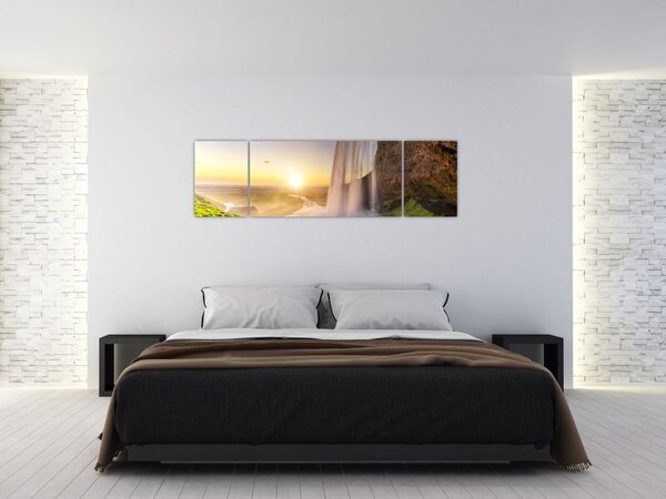 Obraz - Seljalandsfoss zpoza nitra jeskyně (170x50 cm)
