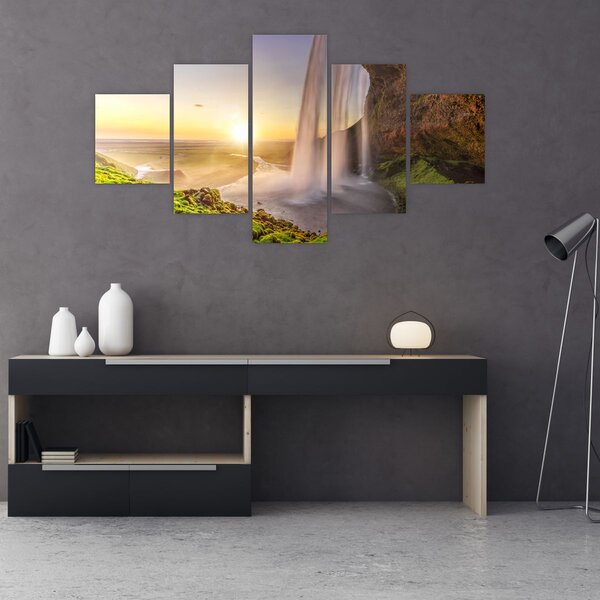 Obraz - Seljalandsfoss zpoza nitra jeskyně (125x70 cm)