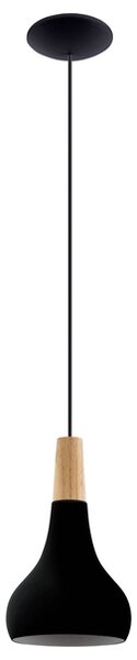 Závěsné svítidlo SABINAR černý kov/světle dřevo, průměr 18 cm