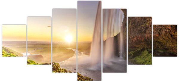 Obraz - Seljalandsfoss zpoza nitra jeskyně (210x100 cm)