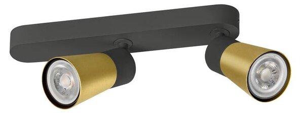 SLV 1008313 Puri 2.0 Cone, černozlaté nástěnné/stropní svítidlo 2xGU10 s asymetrickou základnou, délka 25,8cm