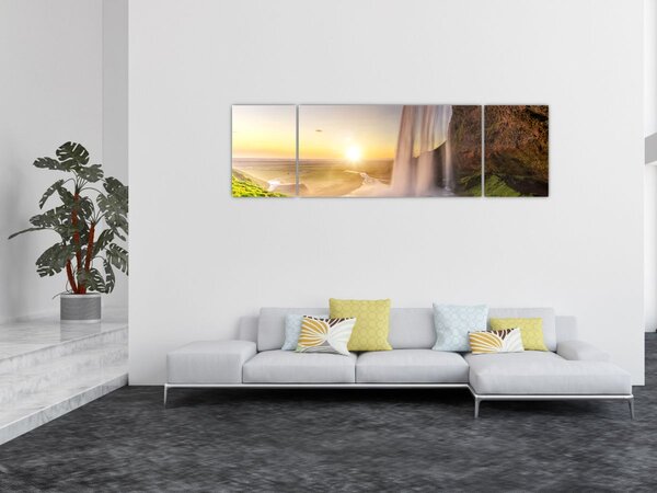 Obraz - Seljalandsfoss zpoza nitra jeskyně (170x50 cm)
